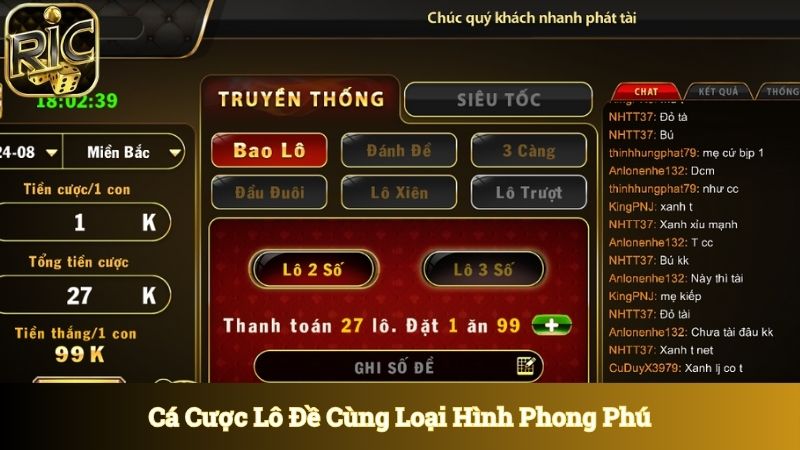 Cá cược lô đề cùng loại hình phong phú