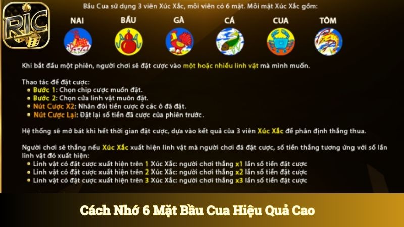 Cách nhớ 6 mặt bầu cua góp phần vào chiến thắng