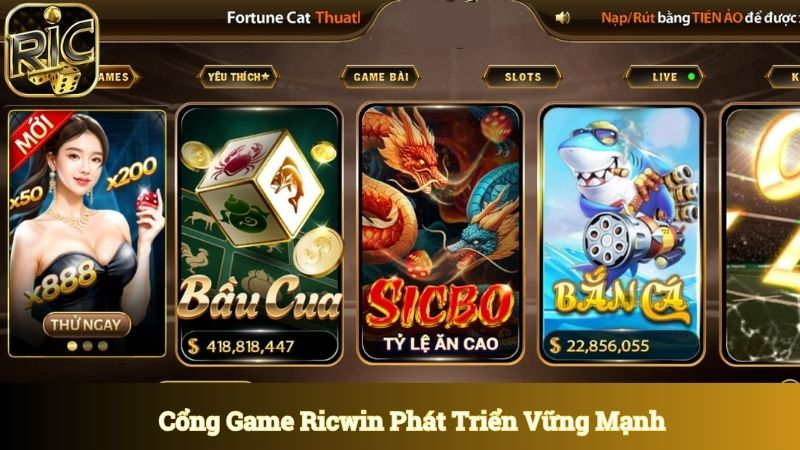 Cổng game Ricwin ra đời và phát triển vững mạnh