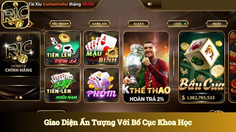 Giao diện ấn tượng với bố cục khoa học