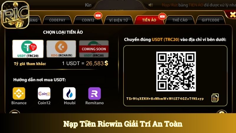 Hội viên nạp tiền Ricwin tham gia giải trí an toàn